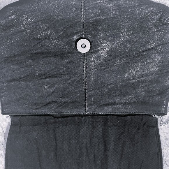 ✨ Vintage OSOS Leather Studded Clutch – Long Chain, Black, 1980s Punk Glam - Picture 11 of 13